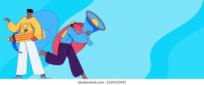 Notification announcement vector creative flat hand drawn illustration
