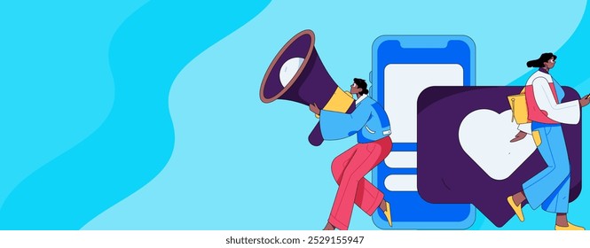 Notification announcement vector creative flat hand drawn illustration
