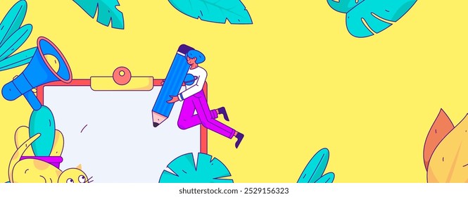 Notification announcement vector creative flat hand drawn illustration

