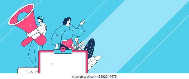 Notification announcement vector creative flat hand drawn illustration
