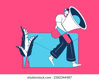 Notification announcement vector creative flat hand drawn illustration
