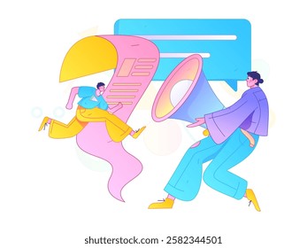 Notification announcement vector creative flat hand drawn illustration

