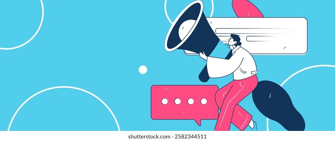 Notification announcement vector creative flat hand drawn illustration
