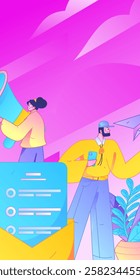 Notification announcement vector creative flat hand drawn illustration
