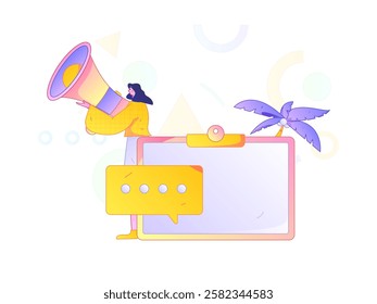 Notification announcement vector creative flat hand drawn illustration
