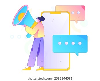 Notification announcement vector creative flat hand drawn illustration
