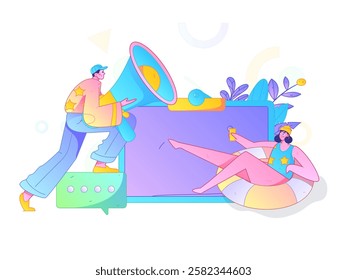 Notification announcement vector creative flat hand drawn illustration
