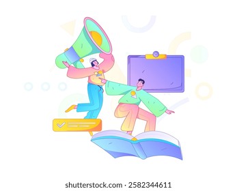 Notification announcement vector creative flat hand drawn illustration
