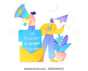 Notification announcement vector creative flat hand drawn illustration
