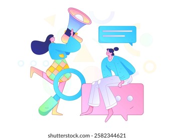 Notification announcement vector creative flat hand drawn illustration
