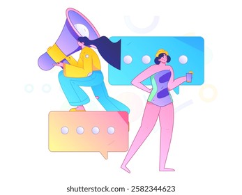 Notification announcement vector creative flat hand drawn illustration
