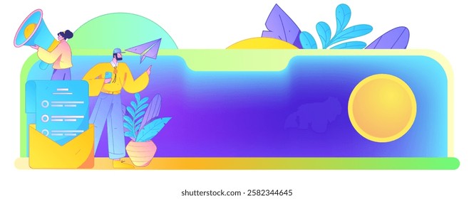 Notification announcement vector creative flat hand drawn illustration
