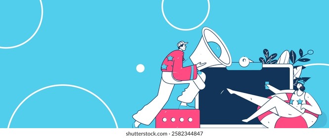 Notification announcement vector creative flat hand drawn illustration
