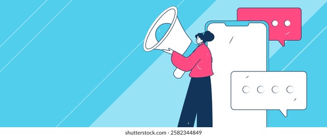 Notification announcement vector creative flat hand drawn illustration
