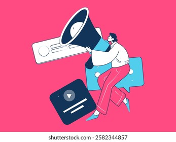 Notification announcement vector creative flat hand drawn illustration
