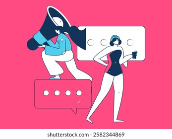 Notification announcement vector creative flat hand drawn illustration
