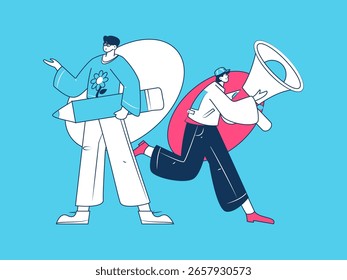 Notification announcement vector creative flat hand drawn illustration
