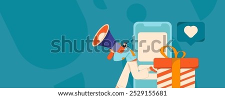 Notification announcement vector creative flat hand drawn illustration

