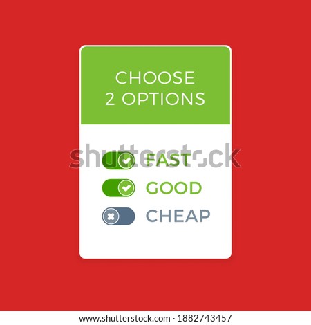 The notification bar of Good, Fast and Cheap. vector Illustration