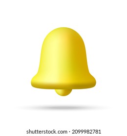 Notification bell in 3d cartoon minimal style. Vector illustration.