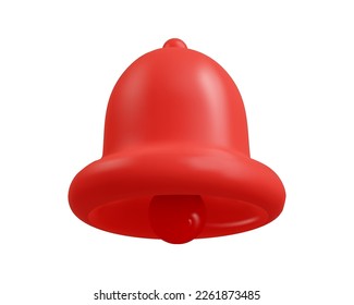 Icono de la Campana de notificación 3d aislado en fondo blanco. Sonido rojo realista para recordar en medios sociales