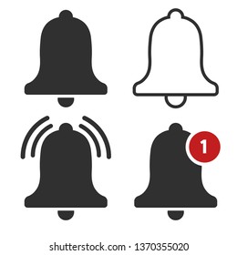 Notification bell. Alarm alert message ring sign. Vector Icon 