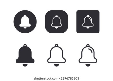 Notification bell alarm icon. Alarm symbol. Ringing bells. Incoming inbox message. Alarm clock and smartphone application alert. Social media element. New message symbol flat style. Stock vector.