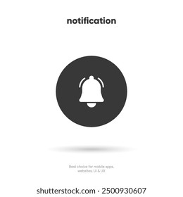 Notification bell alarm icon. Alarm symbol. Ringing bells. Incoming inbox message. Alarm clock and smartphone application alert. Social media element. New message symbol flat style. Stock vector.