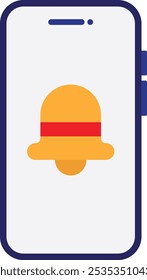 Icono de alarma de campana de notificación Ilustración plana de Vector