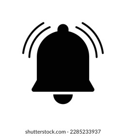 Notification Bell Alert Icon Black and White Fill Icon Design For Mobile Apps, Web and Design Elements, Reminder Icon Vector Illustration