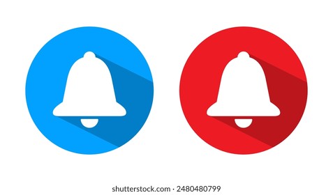 Notification bell, alert icon with long shadow