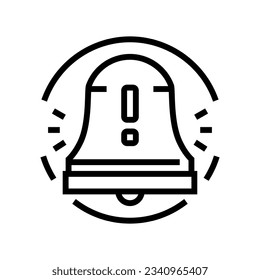 vector de icono de la línea de alerta de timbre de notificación. señal de alerta de timbre de notificación. símbolo de contorno aislado ilustración negra