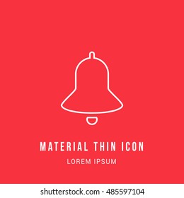 Notification bell Bright red material designed line thin flat icon / logo