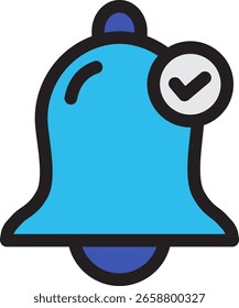 Campana de notificación con icono de marca de verificación
