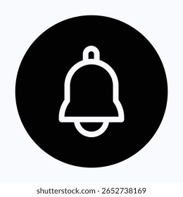 Rundsymbol für Benachrichtigungsglocke für Benutzeroberfläche, isoliertes Vektorsymbol.