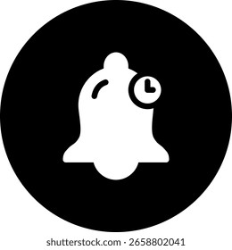 Notification Bell with Clock Icon on Black Background