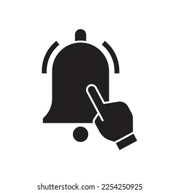 Notification bell and cursor icon design. bell notification hand Click icon. isolated on white background