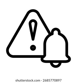 Benachrichtigungsglocke mit Ausrufezeichen Umriss Symbol Vektordesign gut für Web oder mobile App