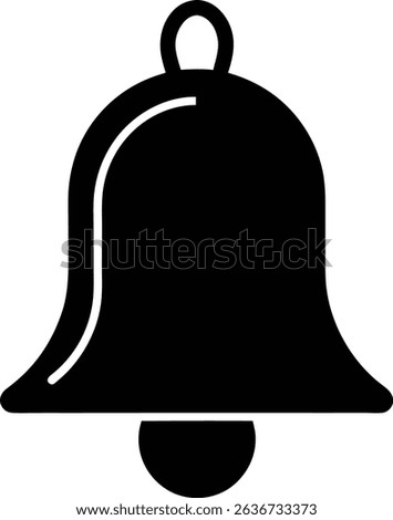 Notification Bell Filled Silhouette Vector Icon for Digital Alerts