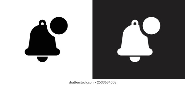 Notification bell flat icon, New notification. News, new notify icon. Social media chat notify communication. Social media concept vector icon in black and white background. Eps10