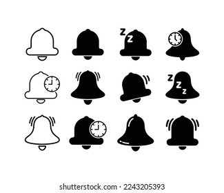 Notification bell flat illustration icon set