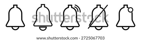 Notification bell flat and line icon set. Black line notification bell icons collection. Set of line bell message. Eps-10.