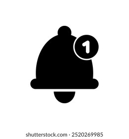 Icono de glifo de campana de notificación. Tecnología, recordatorio, conceptos de mensaje. Ilustración aislada de diseño de Vector plano.