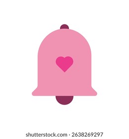 notification bell with a heart center, symbolizing love alerts or new romantic messages. Ideal for apps, chat UI, or dating reminders. EPS vector.