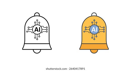 Notification bell icon with AI circuit lines symbolizing legal alerts, automated compliance updates, and intelligent case monitoring tools.