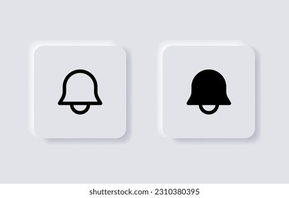  notification bell icon. alarm ring symbol alert icon sign - 3D vector neumorphism buttons neumorphic design