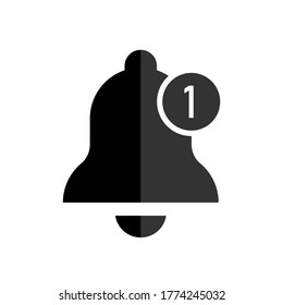 Notification bell icon. Alarm symbol. Alarm clock and smartphone application alert. Social media element. New message symbol flat style - stock vector