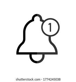 Notification bell icon. Alarm symbol. Alarm clock and smartphone application alert. Social media element. New message symbol flat style - stock vector