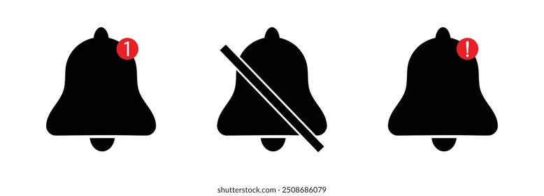 Notification bell icon. Alarm symbol. Incoming inbox message. Ringing bells. Alarm clock and smartphone application alert. Social media element. New message symbol flat style - stock vector.
