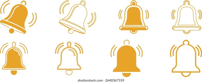 Notification bell icon, Alarm symbol, ringing bells with notification vector illustration